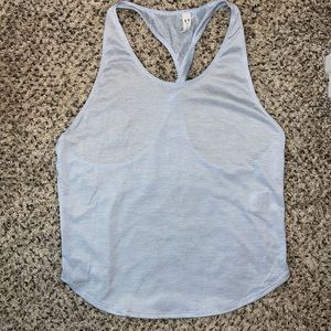 Under Armour, light heathered blue mesh tank top with twist racerback, size S